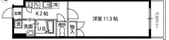 ヒルズ平和橋(1K/2階)の間取り写真