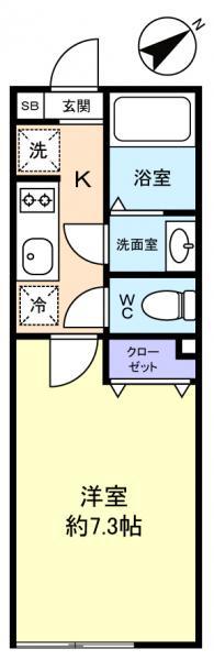 VINOSITY 大和田(1K/2階)の間取り写真