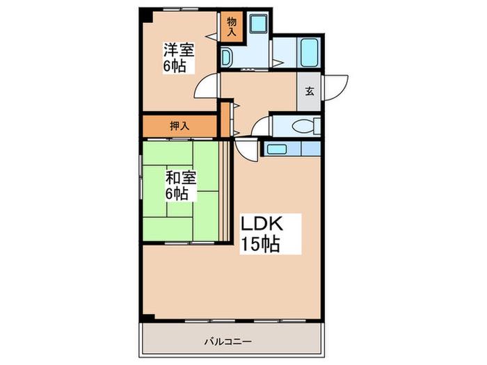 SUN WOODS(2LDK/5階)の間取り写真