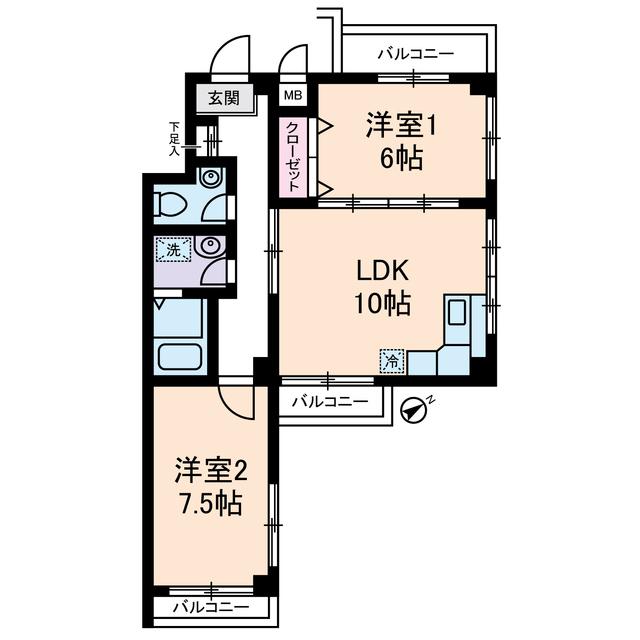 RIKIパレス(2LDK/3階)の間取り写真