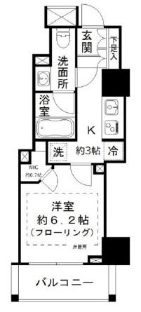 クレヴィアタワー池田山(1K/3階)の間取り写真
