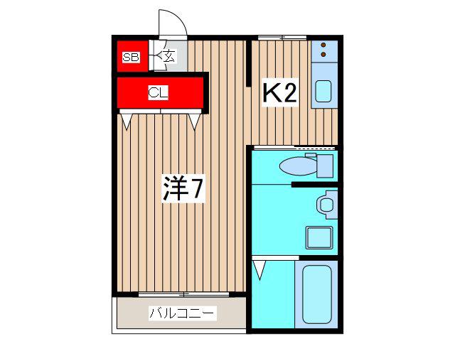 ＪＲ京浜東北線 蕨駅 徒歩15分 3階建 築7年(ワンルーム/2階)の間取り写真