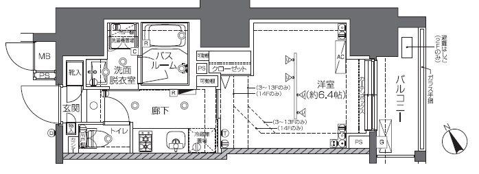 ZOOM椎名町(1K/3階)の間取り写真