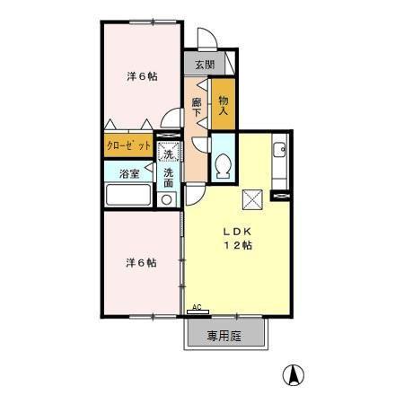 ヴェルデ藤塚(2LDK/1階)の間取り写真