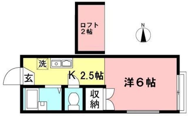 シルクロードNS(1K/1階)の間取り写真
