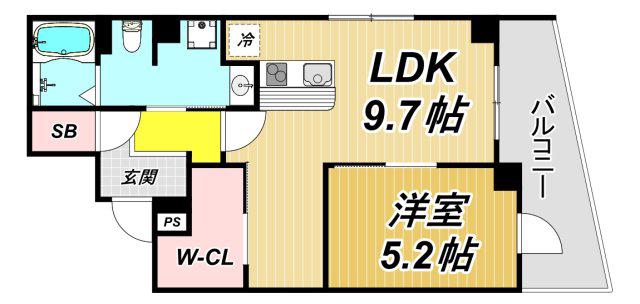 MOTORIA(1LDK/3階)の間取り写真