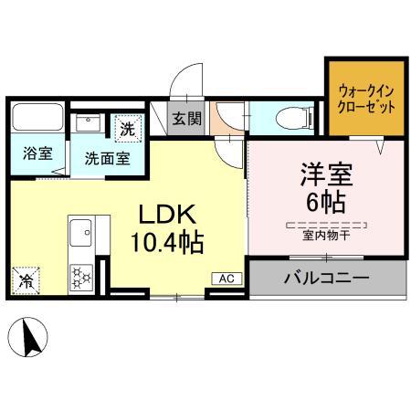 キャトル・セゾン(1LDK/2階)の間取り写真