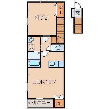 福島交通飯坂線 桜水駅 徒歩12分 2階建 築19年(1LDK/2階)の間取り写真