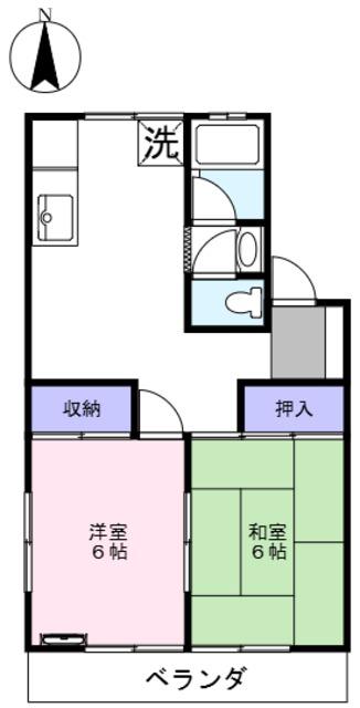 島崎ハイツ(2DK/1階)の間取り写真