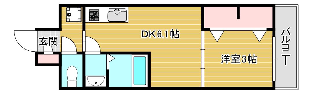 DIMORA難波(1DK/3階)の間取り写真
