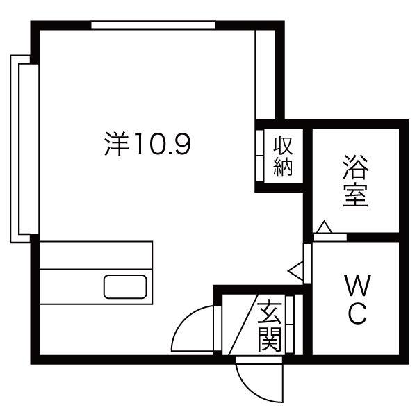 エスコート山鼻公園(ワンルーム/1階)の間取り写真