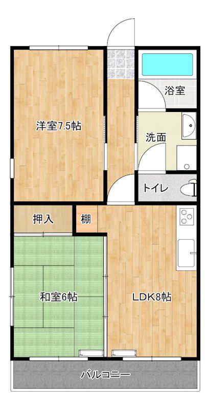 グリーンヴィラ(2LDK/3階)の間取り写真
