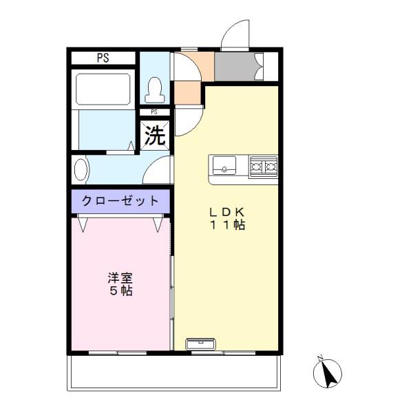 サン・ガーデンWINDOM中津東(1LDK/1階)の間取り写真