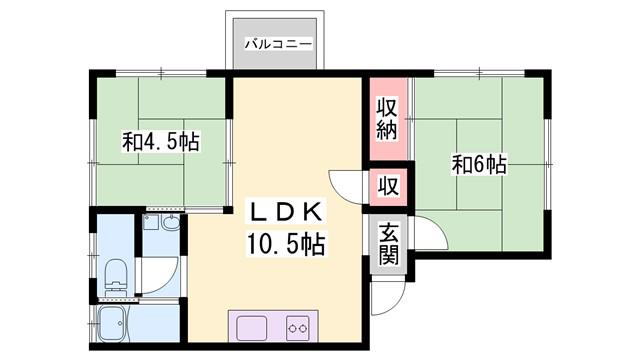 田中ハイツ(2LDK/2階)の間取り写真