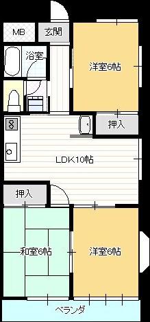 ロイヤルハイツA(3LDK/2階)の間取り写真