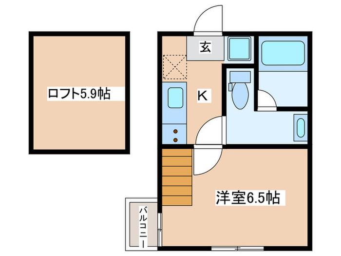 シャトレ生田緑地(1K/1階)の間取り写真