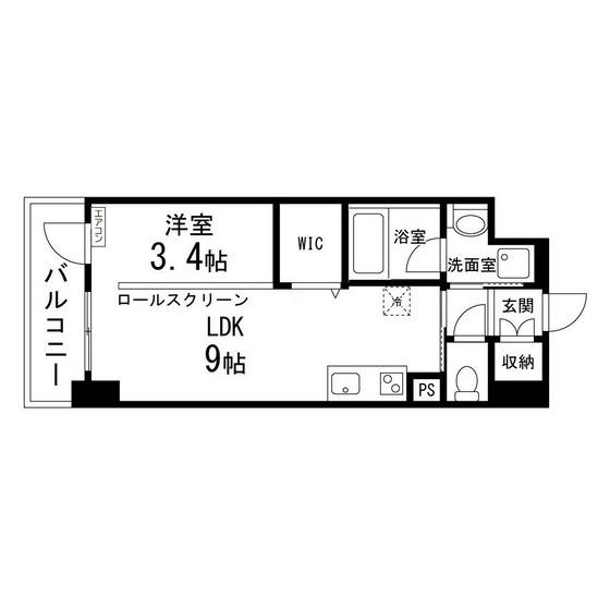 ルキシア大町西公園(1LDK/6階)の間取り写真