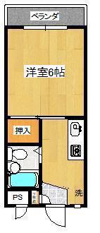 ドミールSS(1K/2階)の間取り写真
