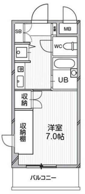 T′S GARDEN都筑ふれあいの丘(ワンルーム/2階)の間取り写真