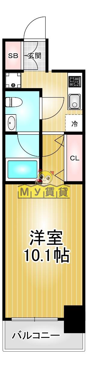 リヴシティ栄参番館(1K/2階)の間取り写真