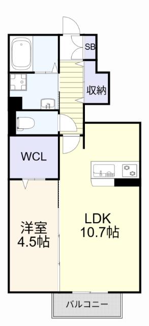 セジュールK D棟(1LDK/1階)の間取り写真