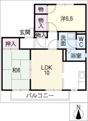 マルベリー 北棟(2LDK/1階)の間取り写真