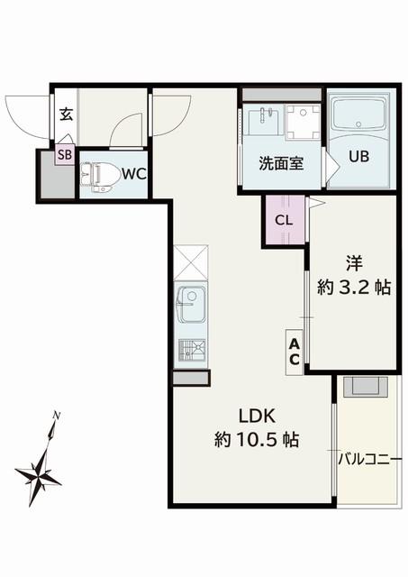 JACK KAMISHIGEHARAI(1LDK/3階)の間取り写真