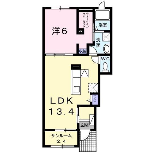 SAISON NAKAGAWA(1LDK/1階)の間取り写真