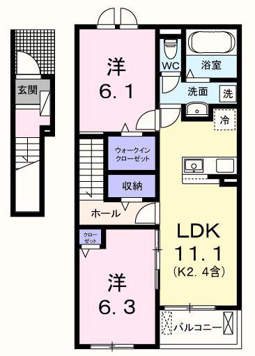 リバーテラスK(2LDK/2階)の間取り写真