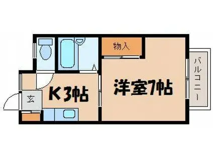 サンシティー鳥井原(1K/1階)の間取り写真