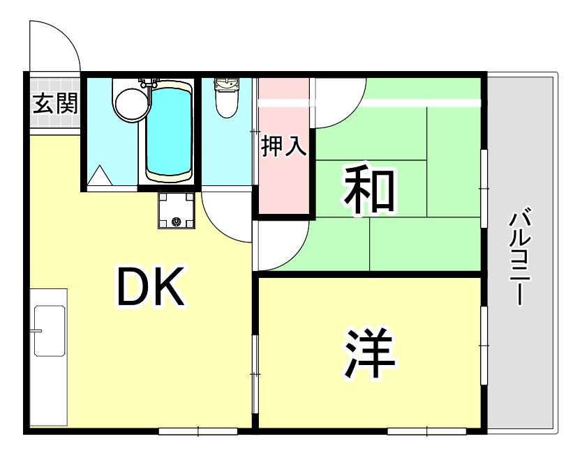 ハイツセイゲツ(2DK/2階)の間取り写真