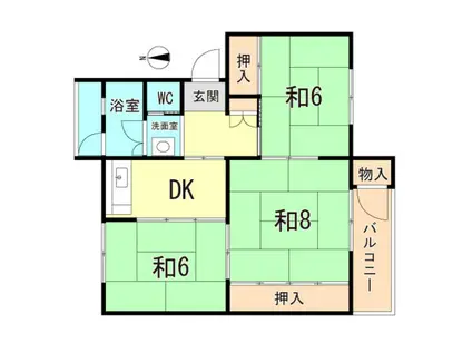 鶴甲コーポ18号棟(3DK/5階)の間取り写真