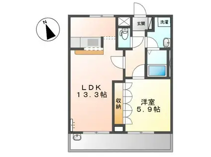 エレガンスII(1LDK/2階)の間取り写真