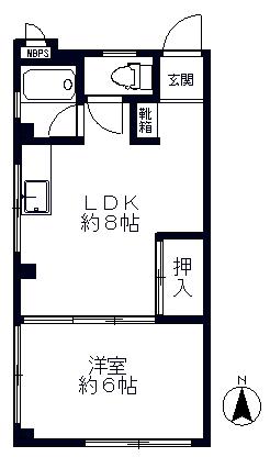 第一長嶋ハイツ(1LDK/3階)の間取り写真