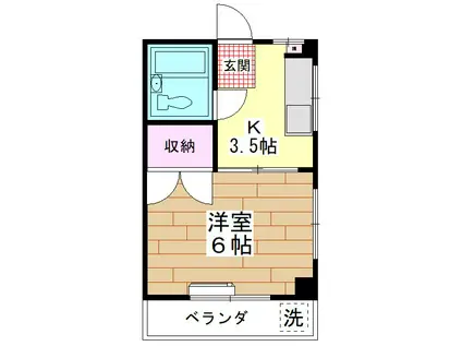 大京コーポマンション(1K/3階)の間取り写真
