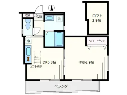 ON.大崎(1DK/3階)の間取り写真