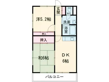 島田第3マンション(2DK/4階)の間取り写真
