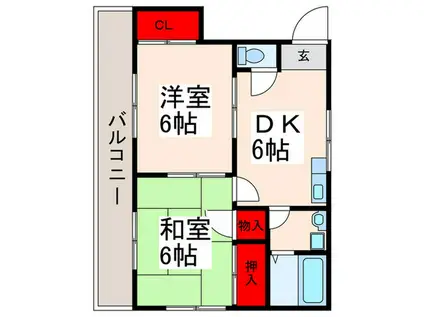 グリーンハイム西篠崎A棟(2DK/2階)の間取り写真