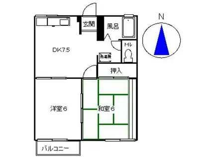 ひまわりハイツ B(2DK/2階)の間取り写真