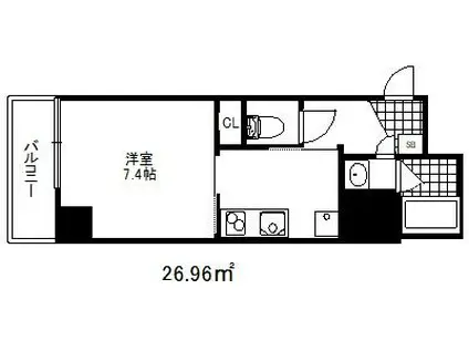アプリーレ三宮イースト(1K/2階)の間取り写真
