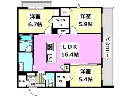 シャーメゾンステージ茨木春日(3LDK/3階)の間取り写真