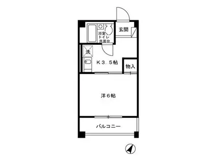 シュクレ川崎(ワンルーム/4階)の間取り写真