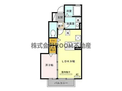 ニュウジーコート都城II(1LDK/1階)の間取り写真