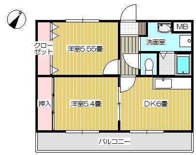 ラ・プラージュ(2DK/1階)の間取り写真