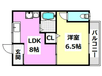 千里丘ハイツ(1LDK/1階)の間取り写真