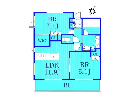 ブリリア綱島アイディーステーションフロント(2LDK/6階)の間取り写真