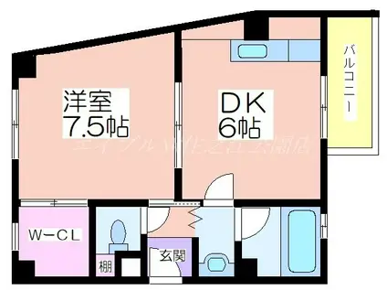 長居岡本マンション(1DK/4階)の間取り写真