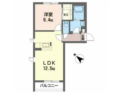 シャーメゾン・ペオニーA(1LDK/2階)の間取り写真