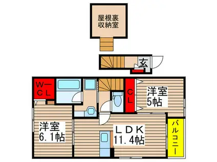 ジェルメIX(2LDK/2階)の間取り写真