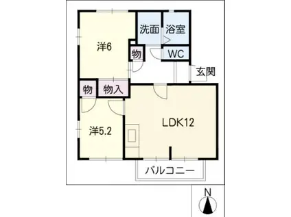 セントラルシャトー松本B棟(2LDK/2階)の間取り写真